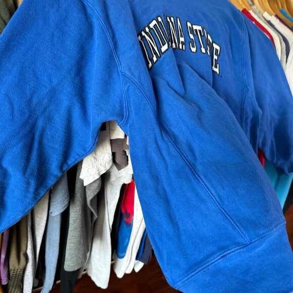 Vintage 90s Blue Steve & Barry's Indiana State University Crewneck Jumper - Picture 3 of 5
